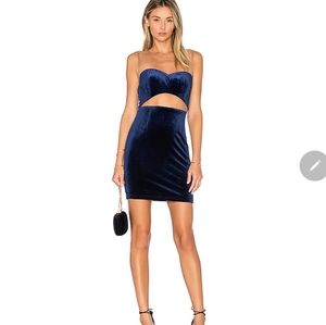 Wyldr Sweet Victory Dress. Navy Velvet. Nude mesh